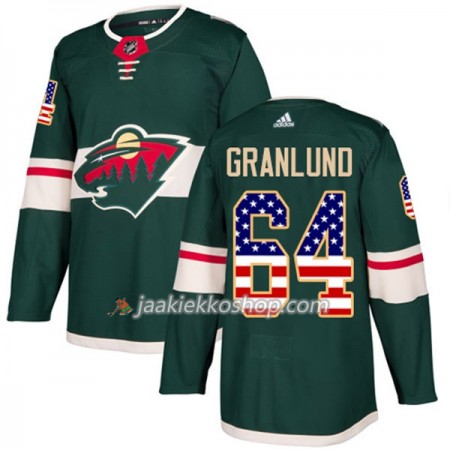 Miehille NHL Minnesota Wild Pelipaita Mikael Granlund 64 Adidas 2017-2018 Vihreä USA Flag Fashion Authentic